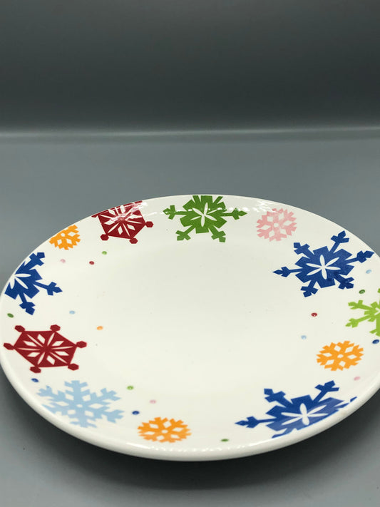 Multi colored Snowflake Platter "Sleddin Hill"