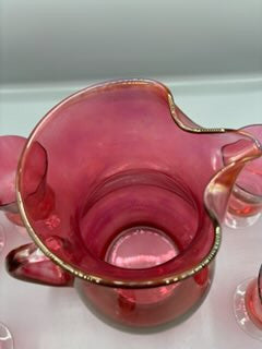 Cranberry Pitcher & 6 glass set