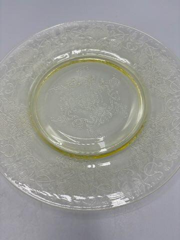 Yellow  Florentine depression glass salad plate