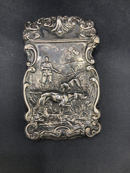 19th Century Sterling Match Safe w/ Hunting scene