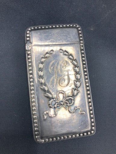 19th Century Sterling Match Safe w/ Xmas Wreath