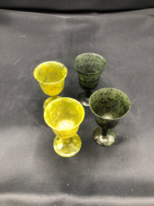 Set of 4 Green Stone Small Cordial Cups