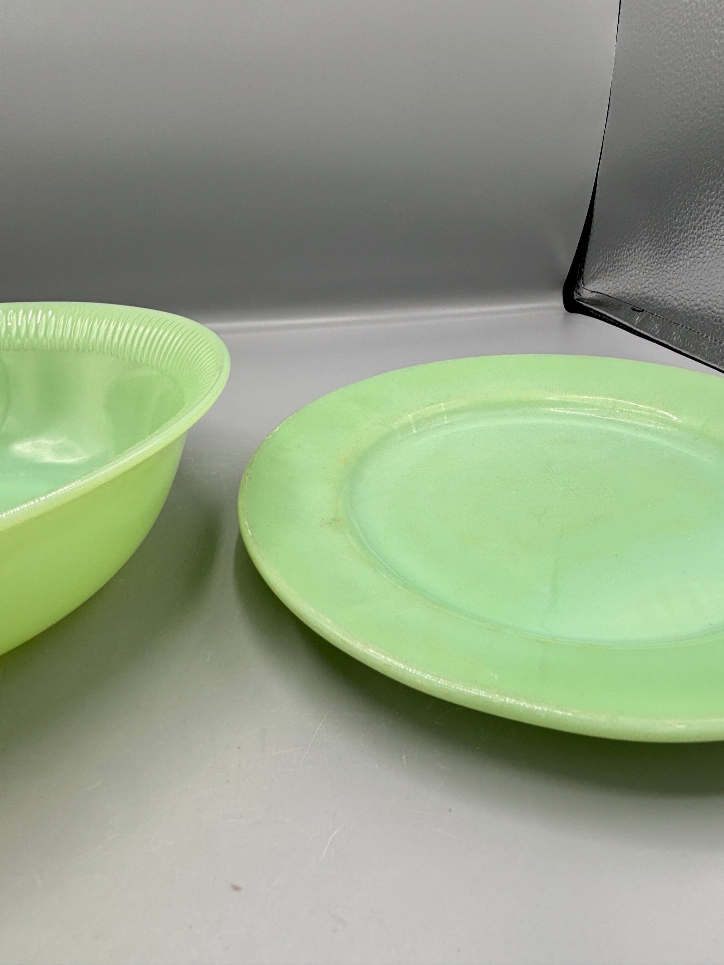 2 piece Fire King Jadeite bowl and plate set