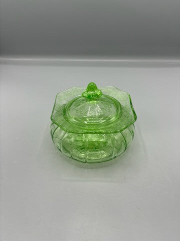 Green uranium candy jar with lid