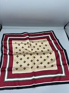 Brown , Burgundy, and cream silk scarf