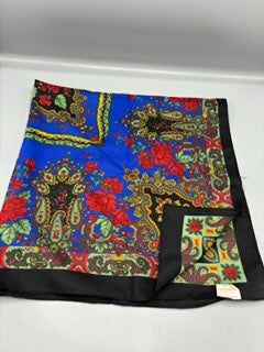 Black multi color polyester scarf