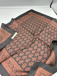 Italian silk black & brown paisley scarf