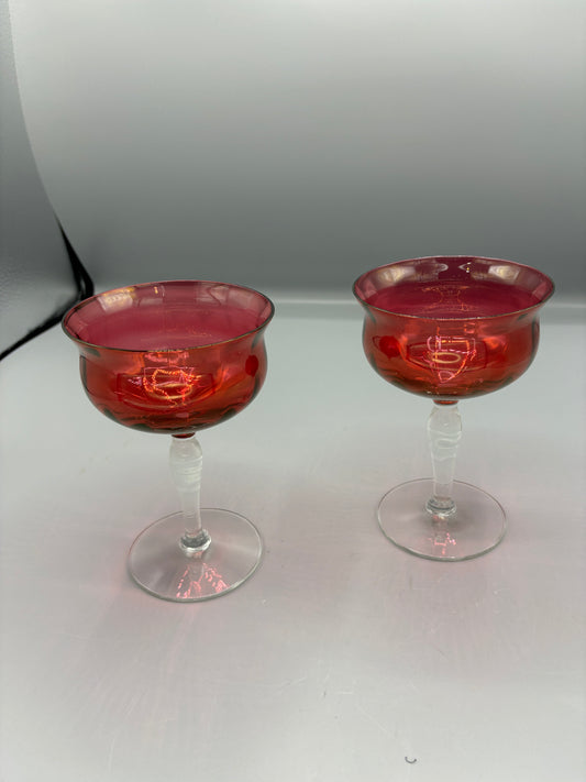 Set of 2 West Virginia Ruby Red Champagne glasses