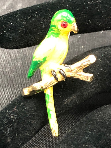 Vintage Enamel Parrot Pin