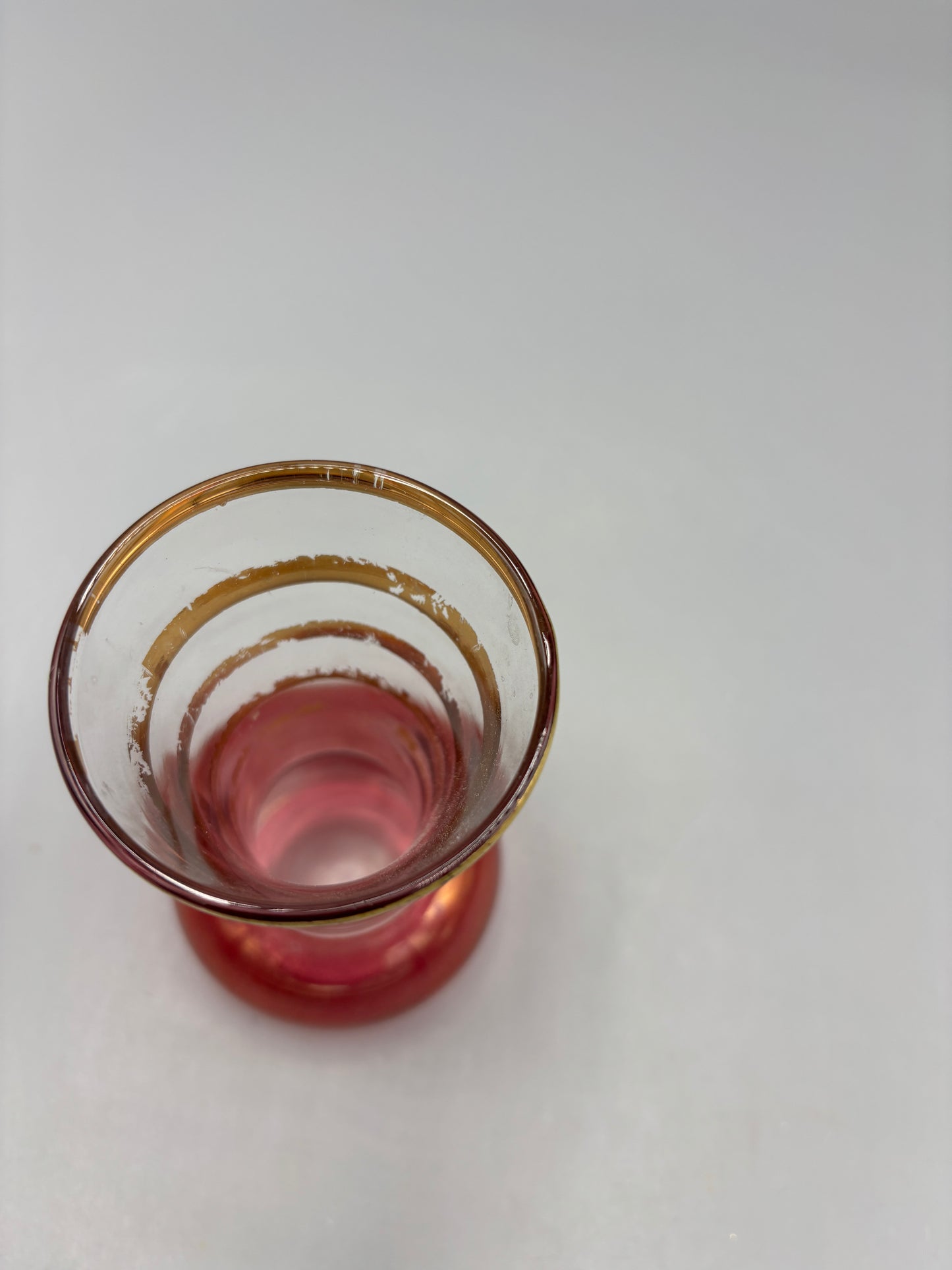Vintage Bartlett Collings bud vase with red base gold stripes