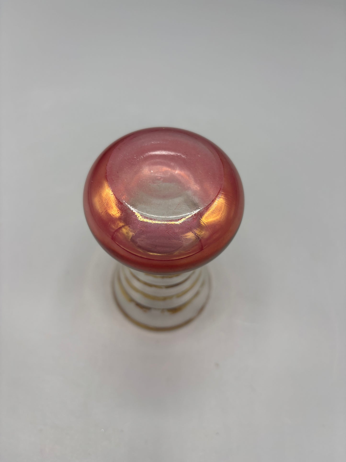Vintage Bartlett Collings bud vase with red base gold stripes