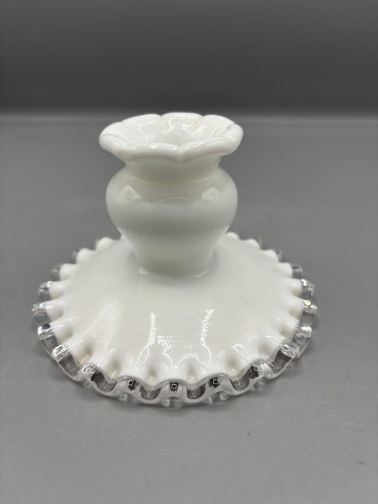 Fenton silver crest ruffled rim candleholder