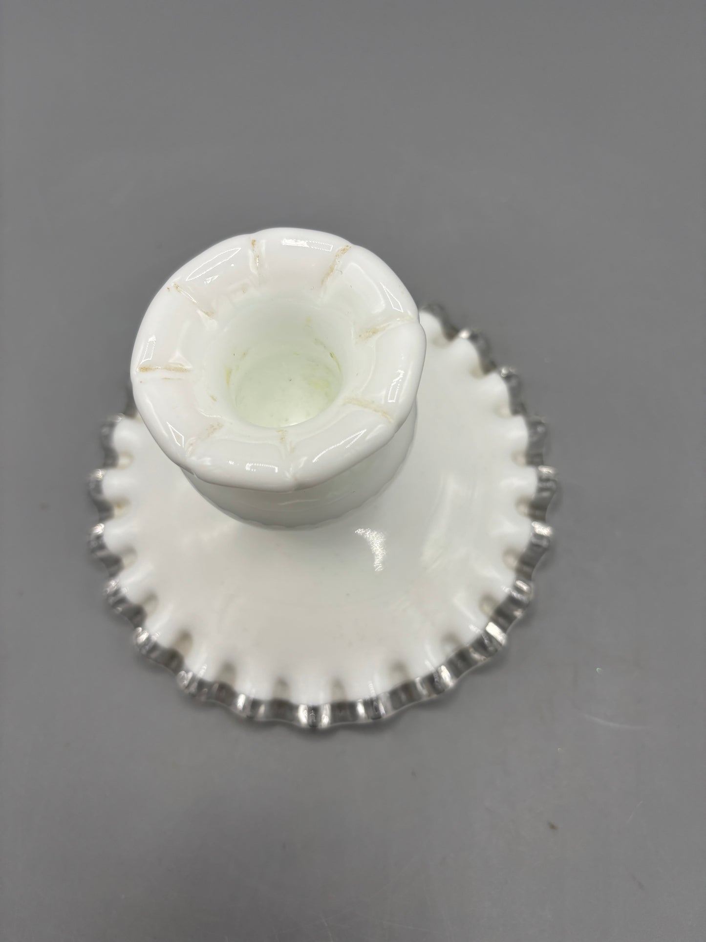 Fenton silver crest ruffled rim candleholder