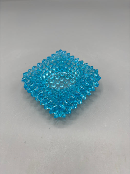 Vintage Fenton hobnail blue glass salt cellar