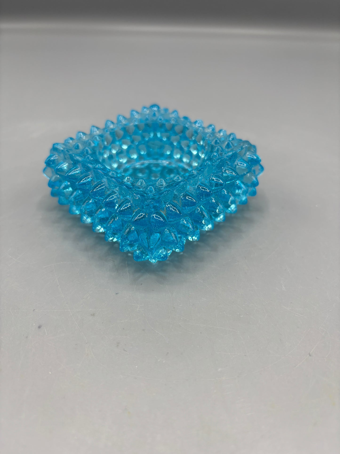 Vintage Fenton hobnail blue glass salt cellar