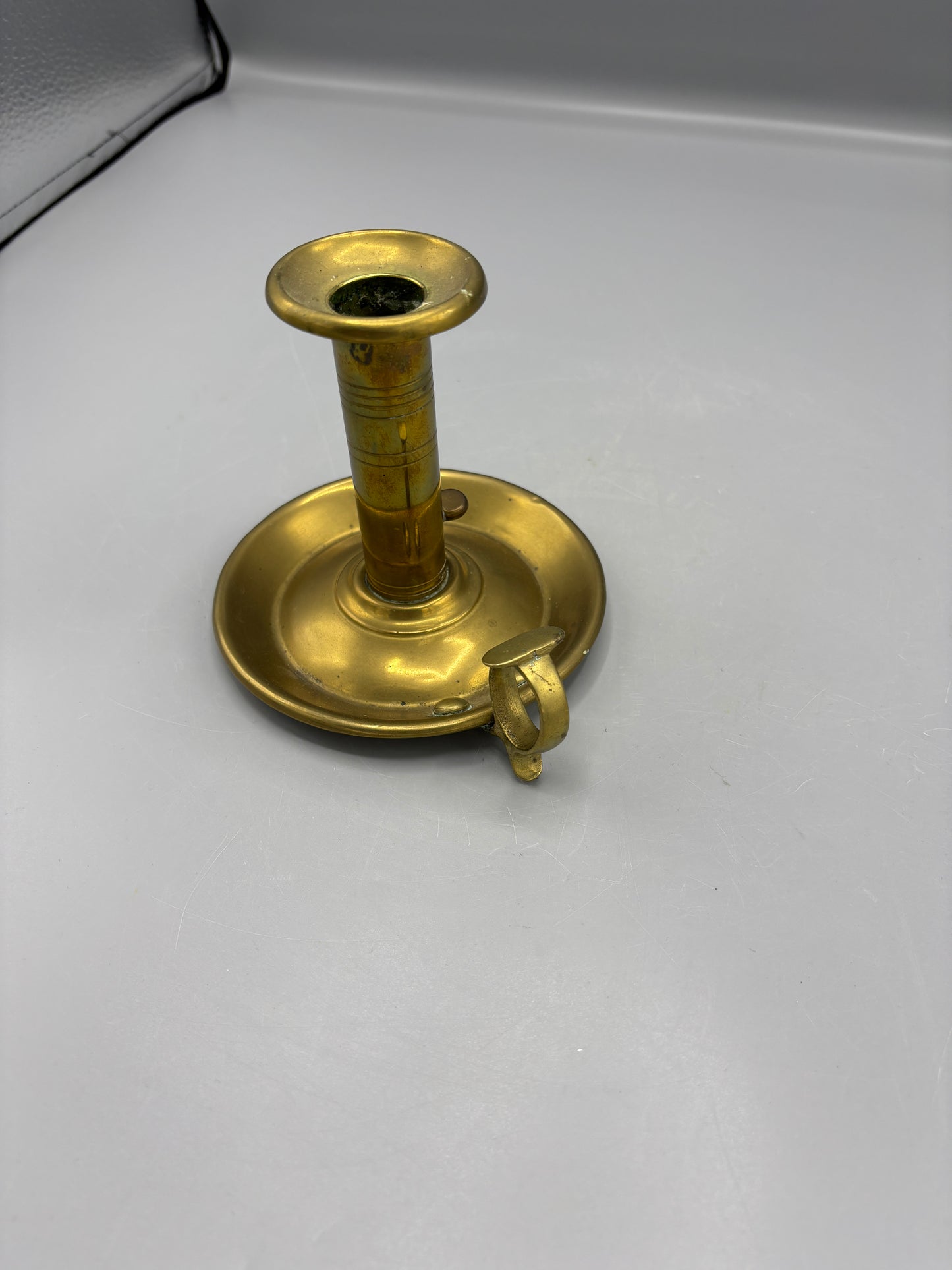Antique brass chamberstick candlestick holder