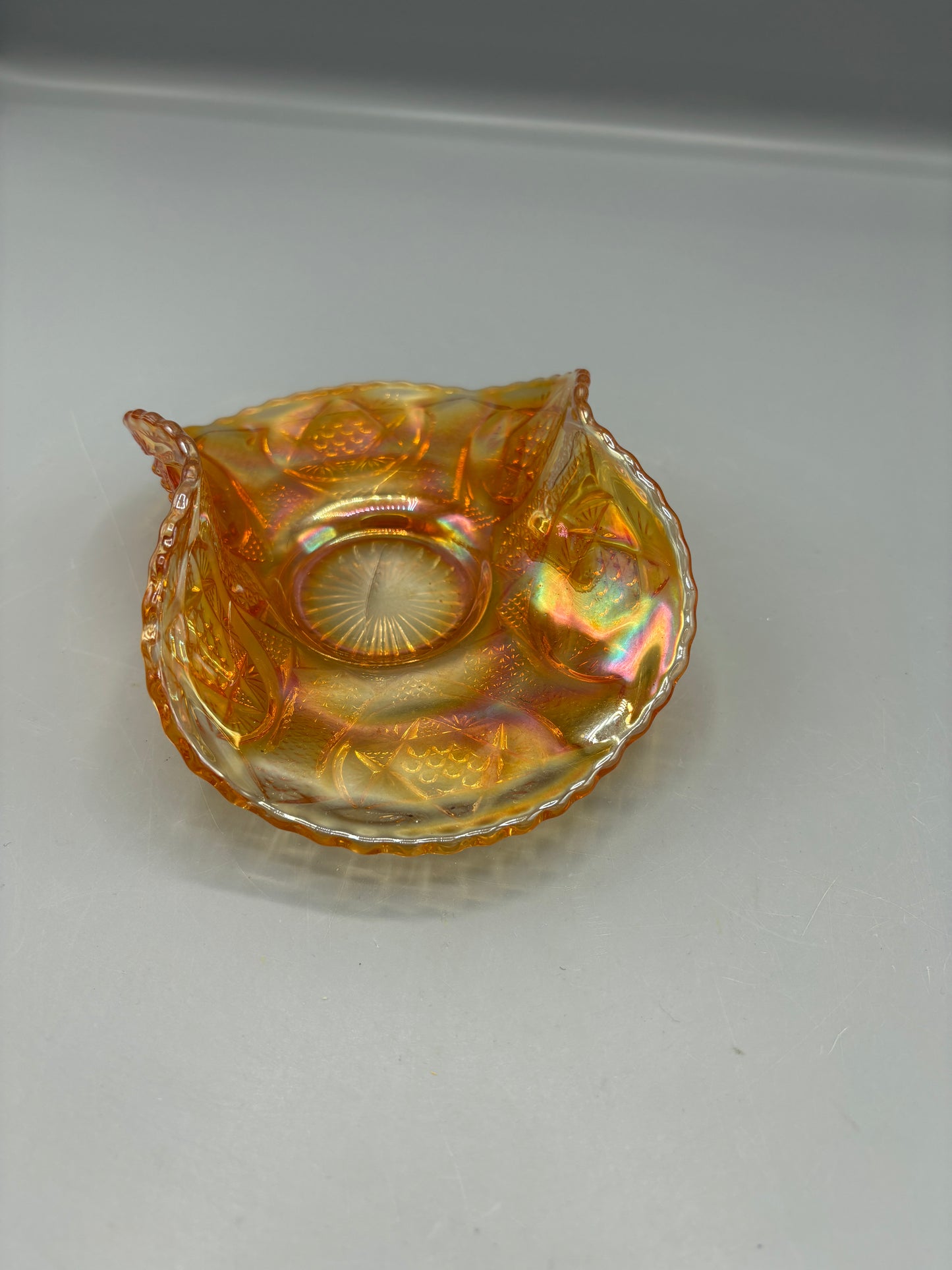 Vintage Fenton Northern star marigold glass tray
