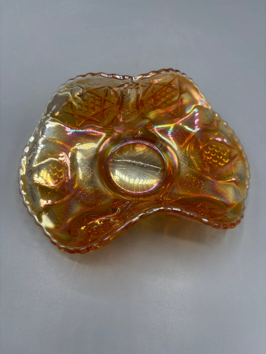 Vintage Fenton Northern star marigold glass tray