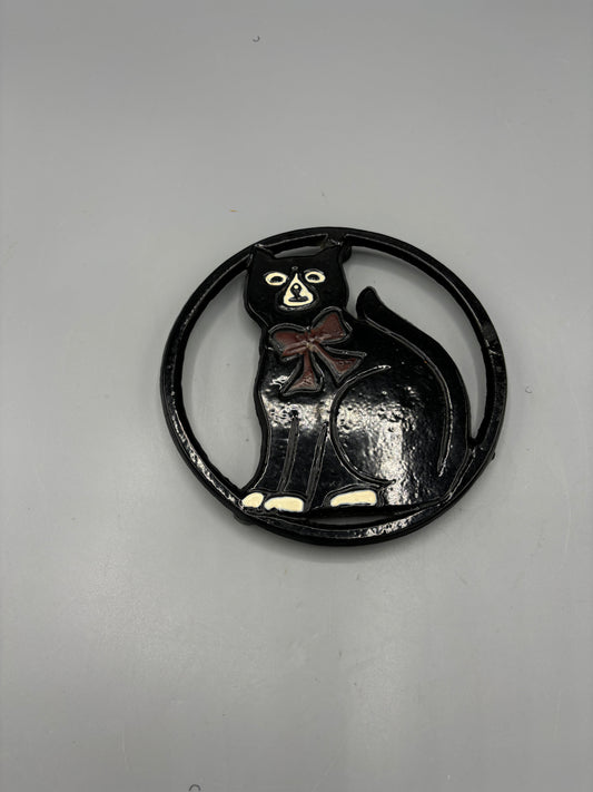 Vintage Retro MCM Cat Cast iron trivet