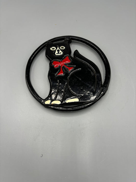 Vintage Retro MCM Cat Cast iron trivet (12151)