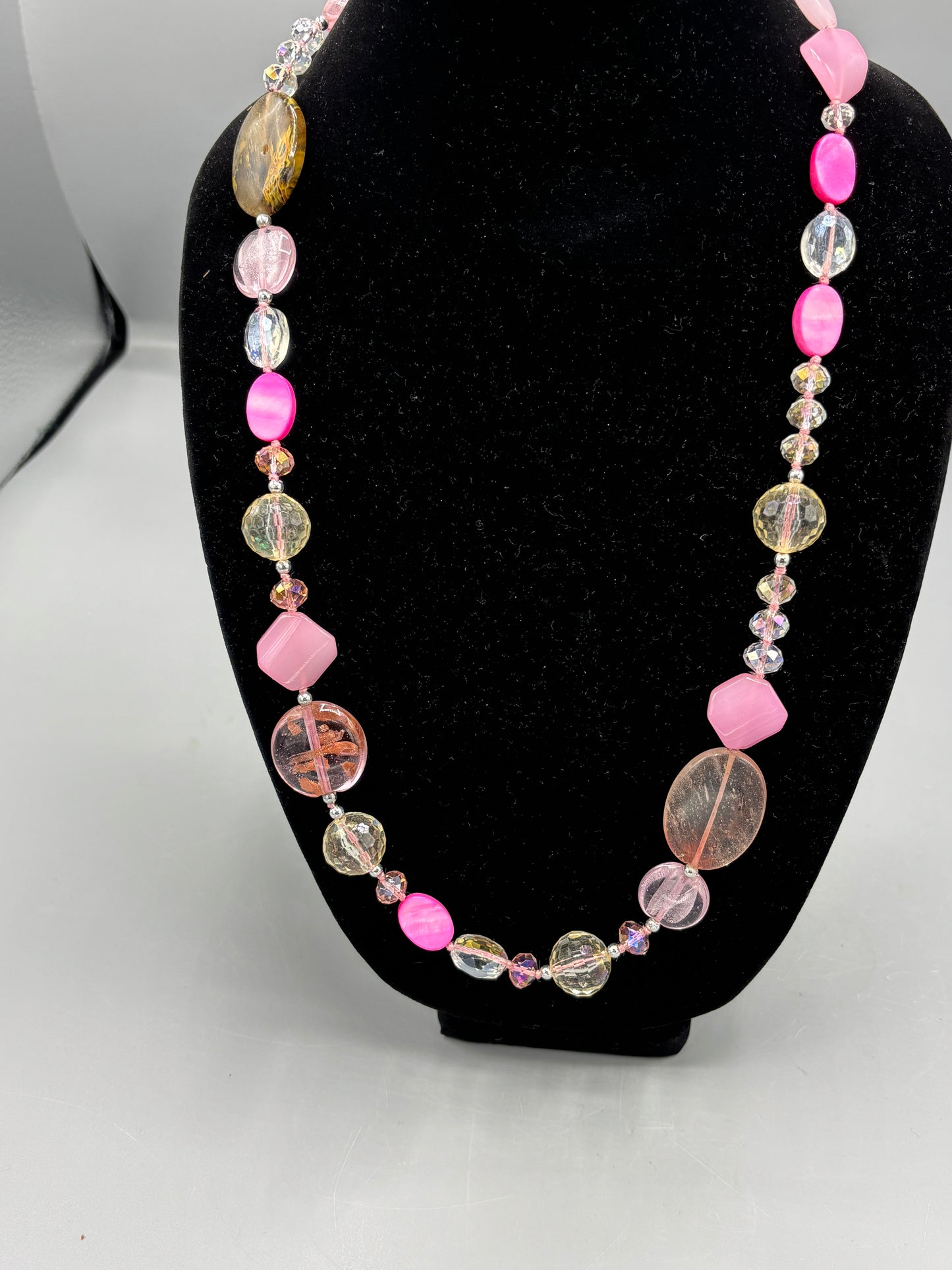 Pink & Crystal stone necklace