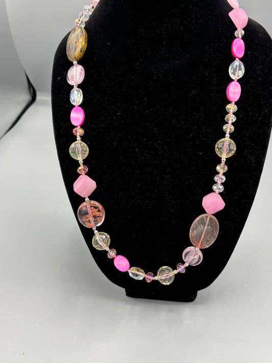 Pink & Crystal stone necklace