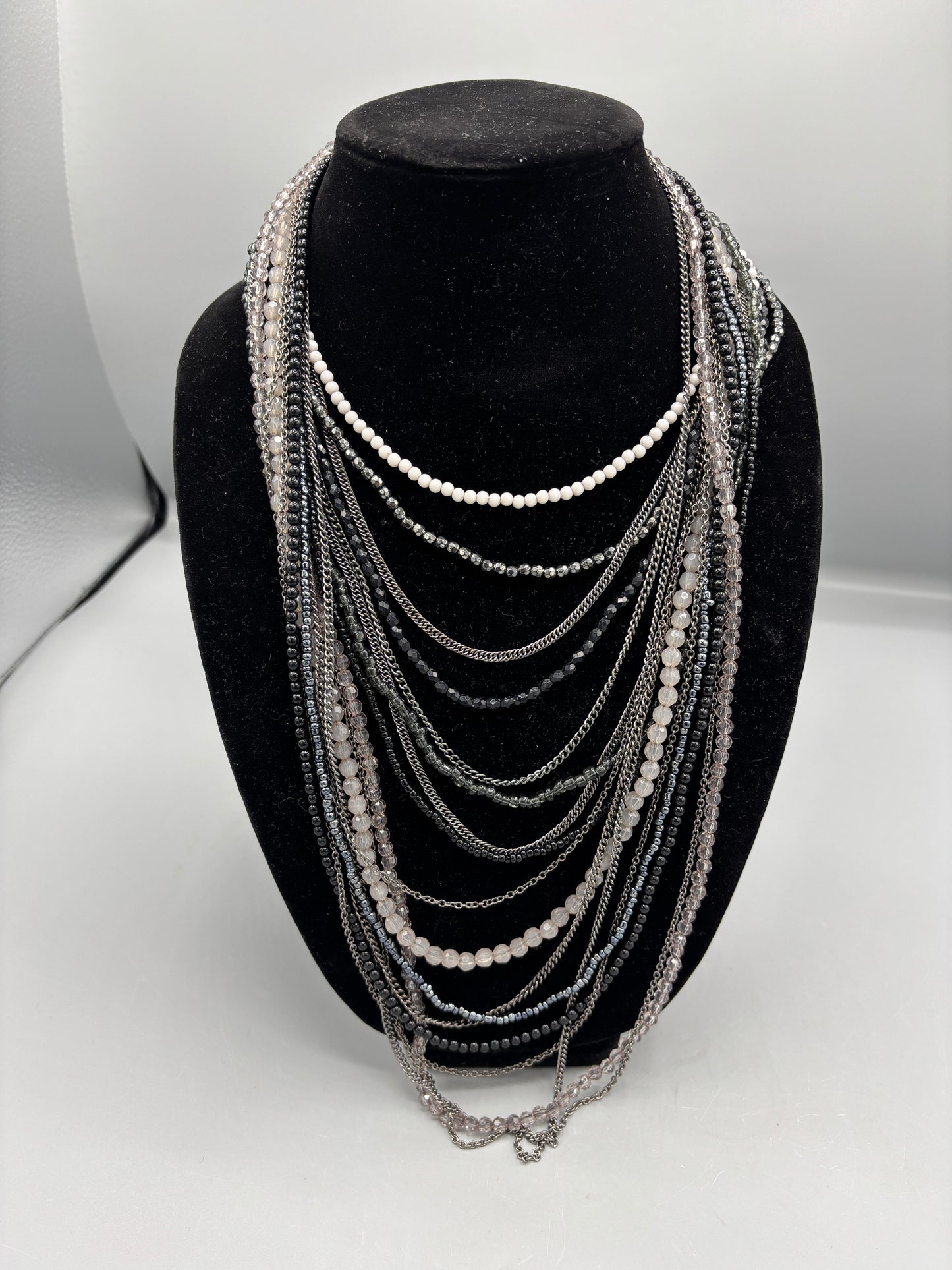 Aldo 16 strands beaded & chain necklace