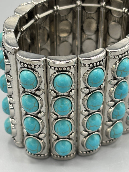 4 Row blue stone stretch bracelet