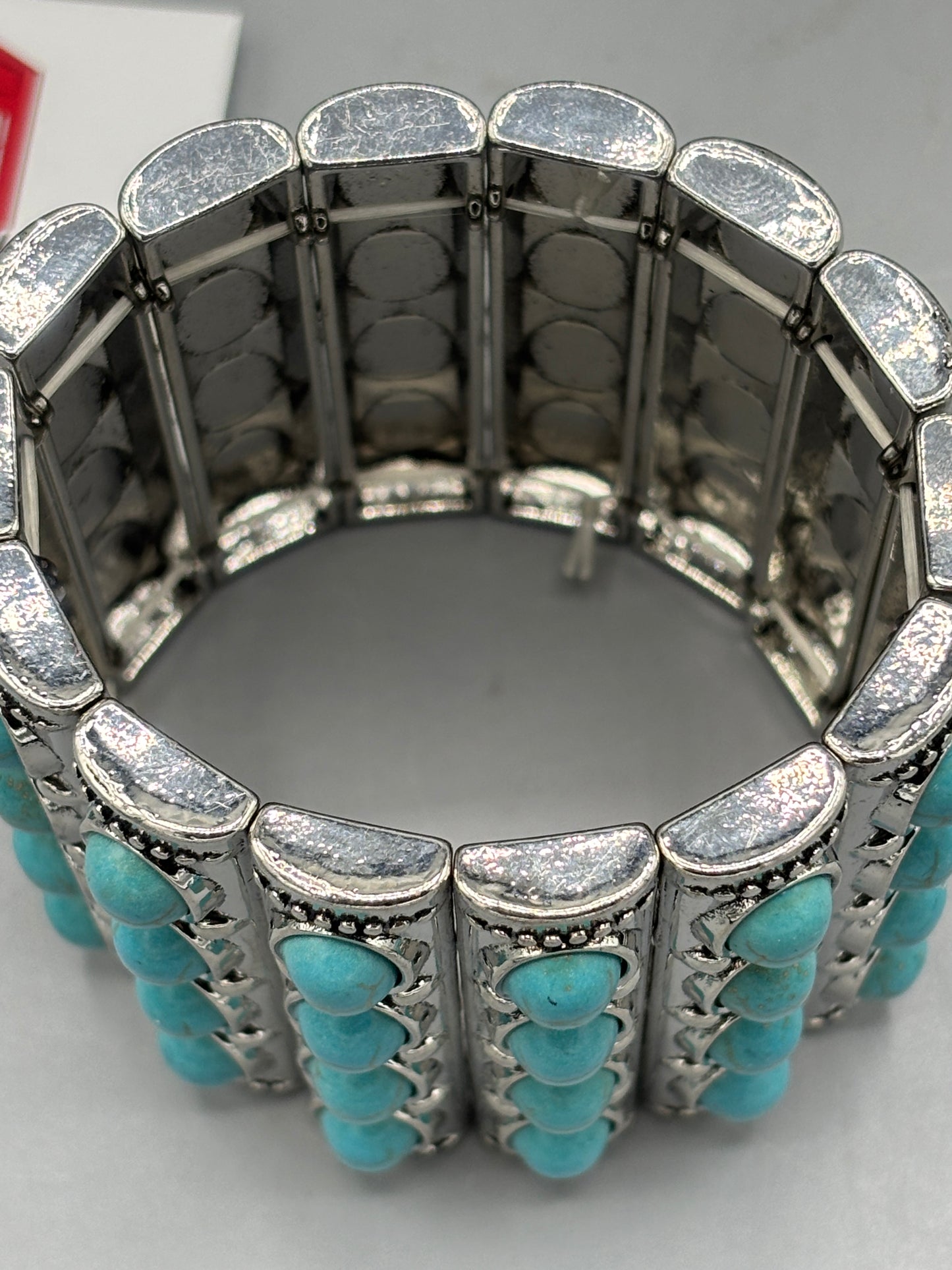 4 Row blue stone stretch bracelet