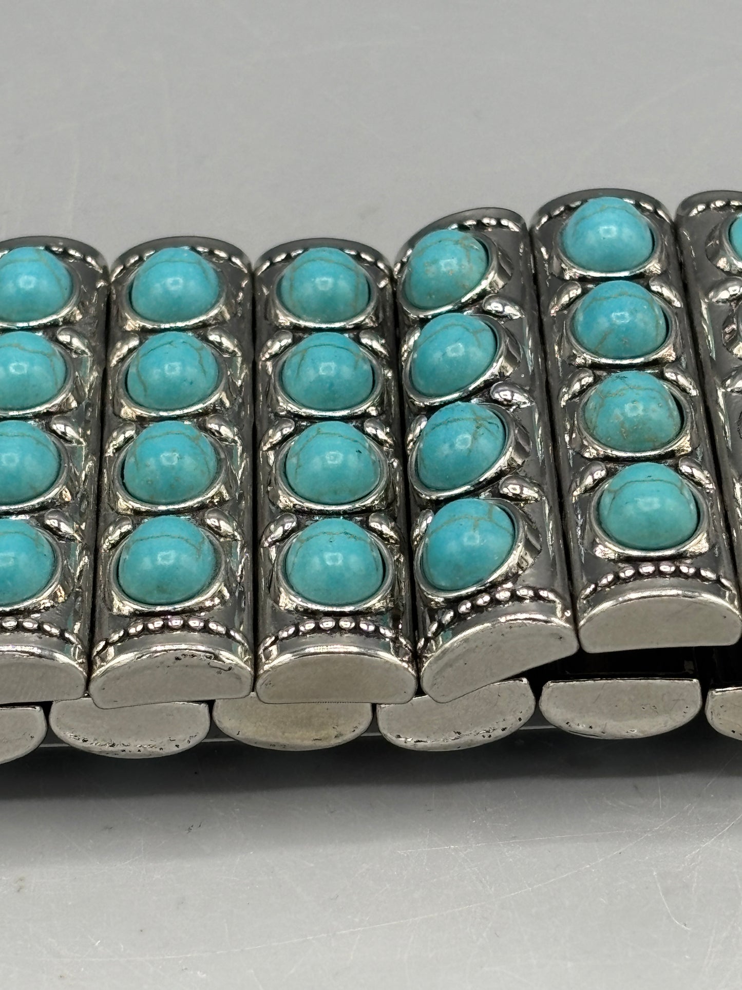 4 Row blue stone stretch bracelet