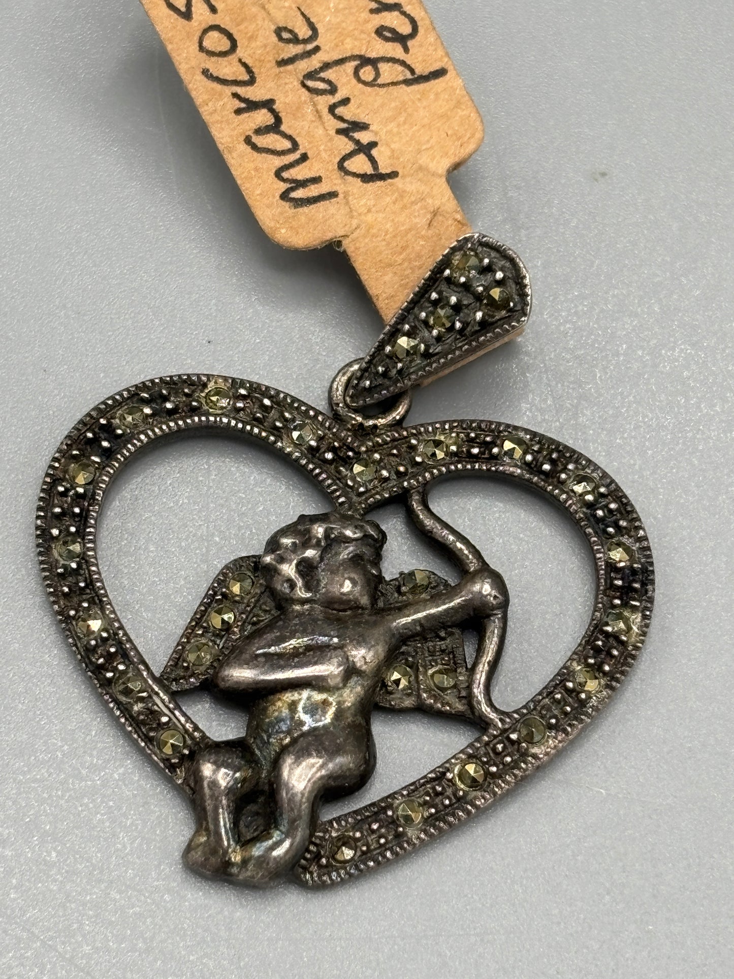 Marcasite Angel Heart Pendant