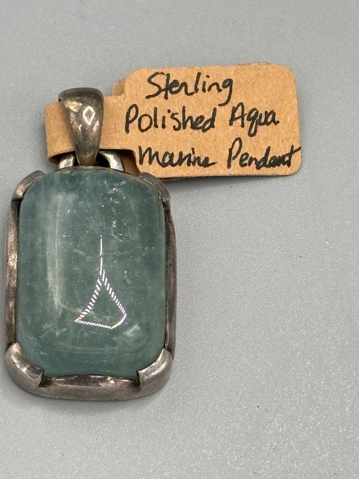 Sterling polished Aquamarine pendant