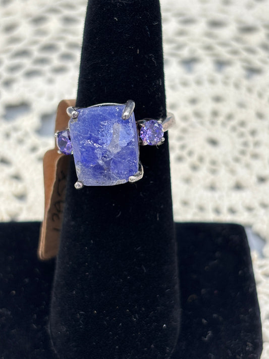 Sterling Rough & Smooth Tanzanite ring