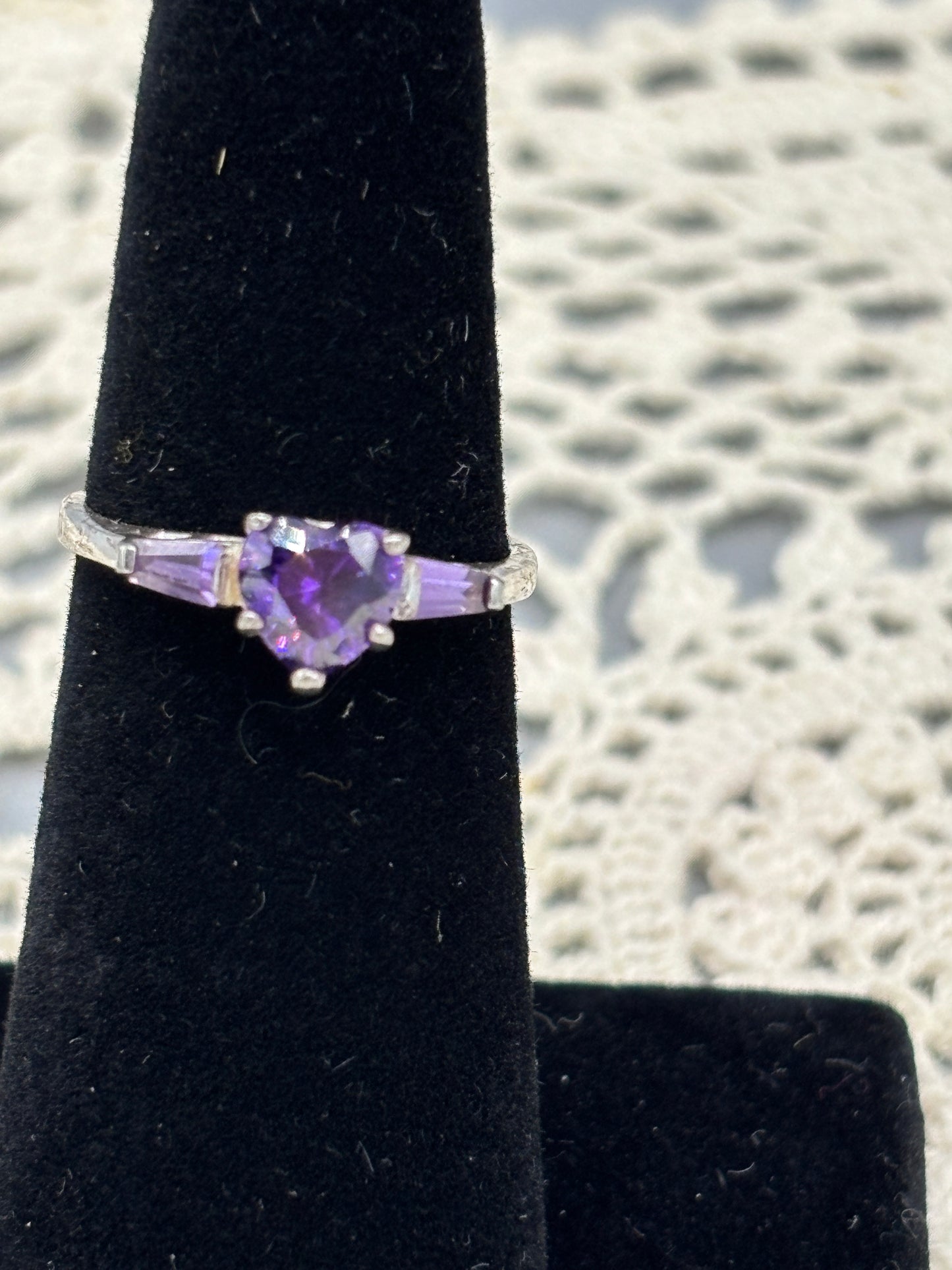 Sterling purple Amethyst heart ring