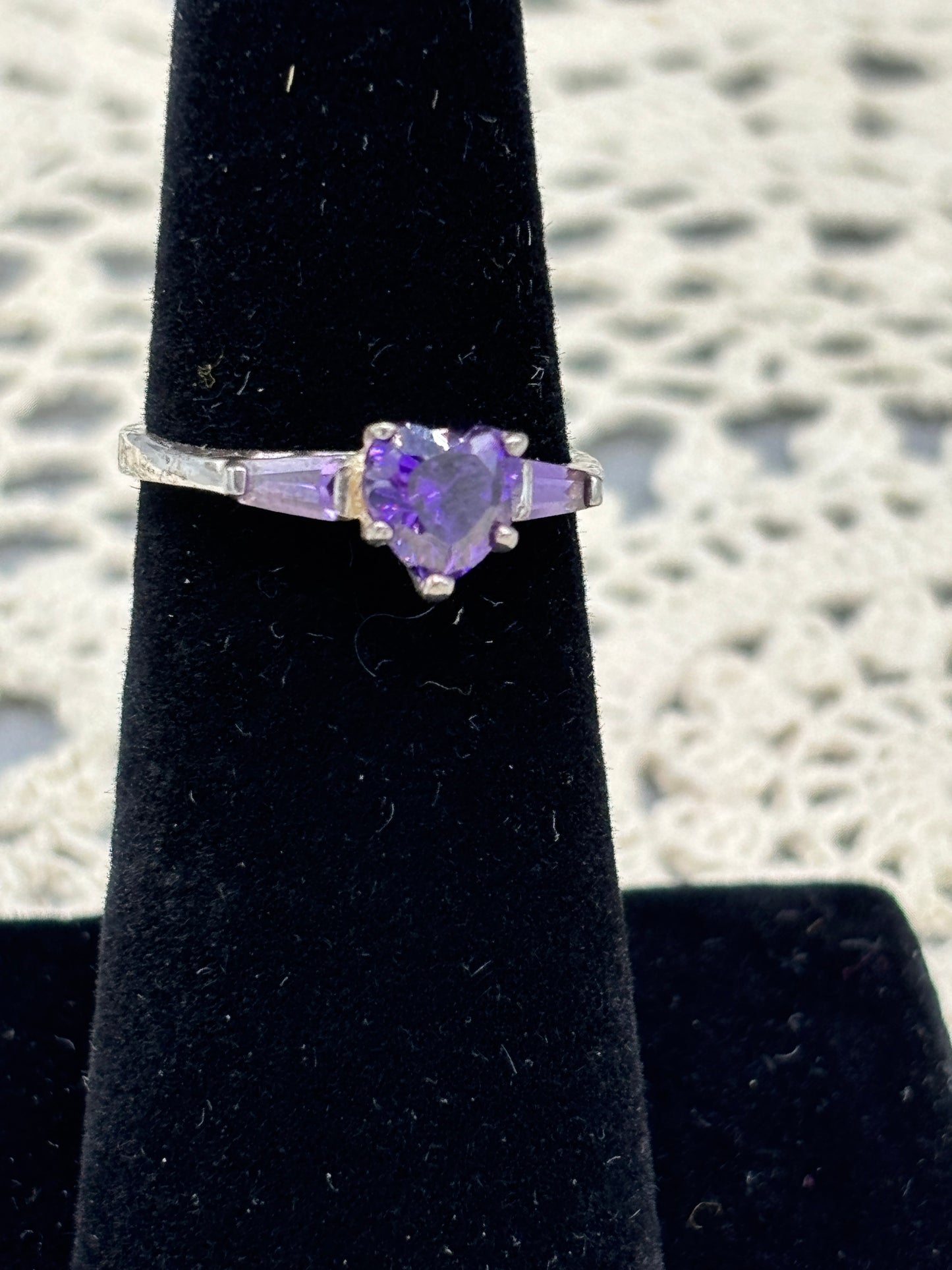 Sterling purple Amethyst heart ring