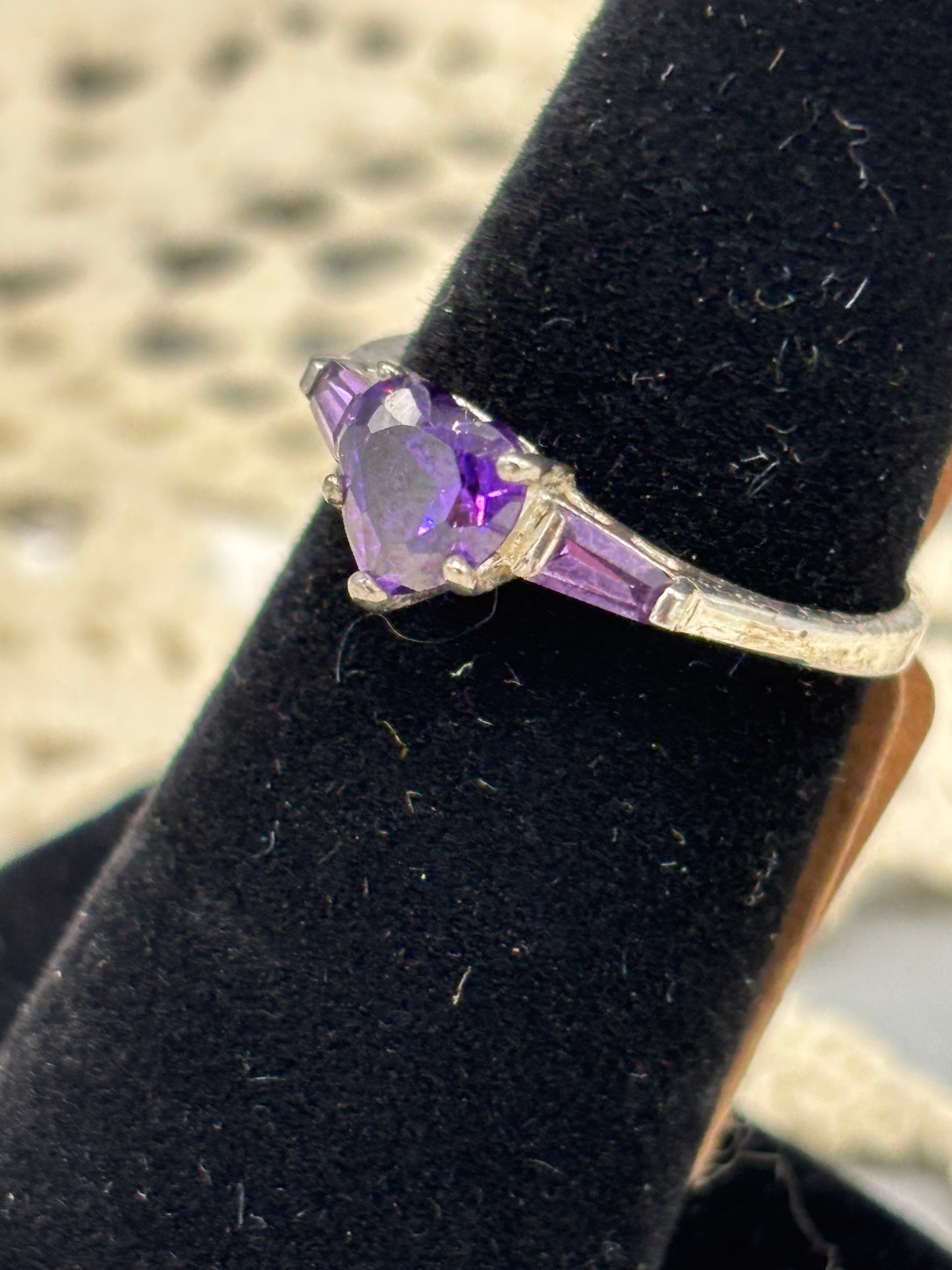 Sterling purple Amethyst heart ring