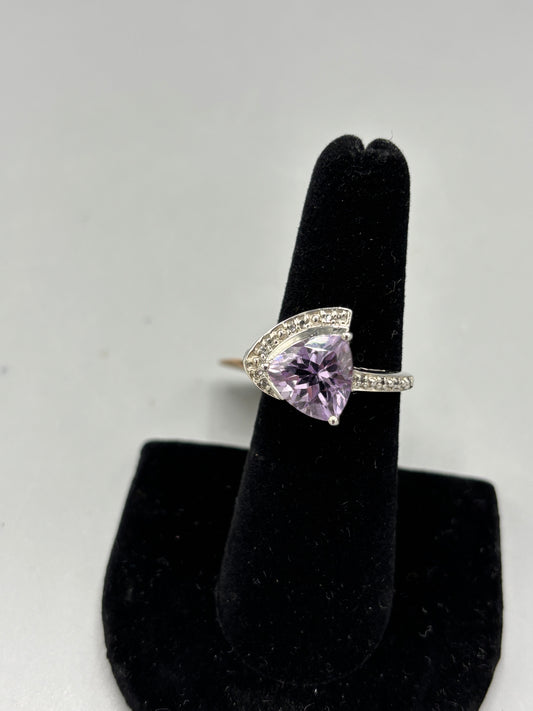 Sterling Amethyst & Diamond ring
