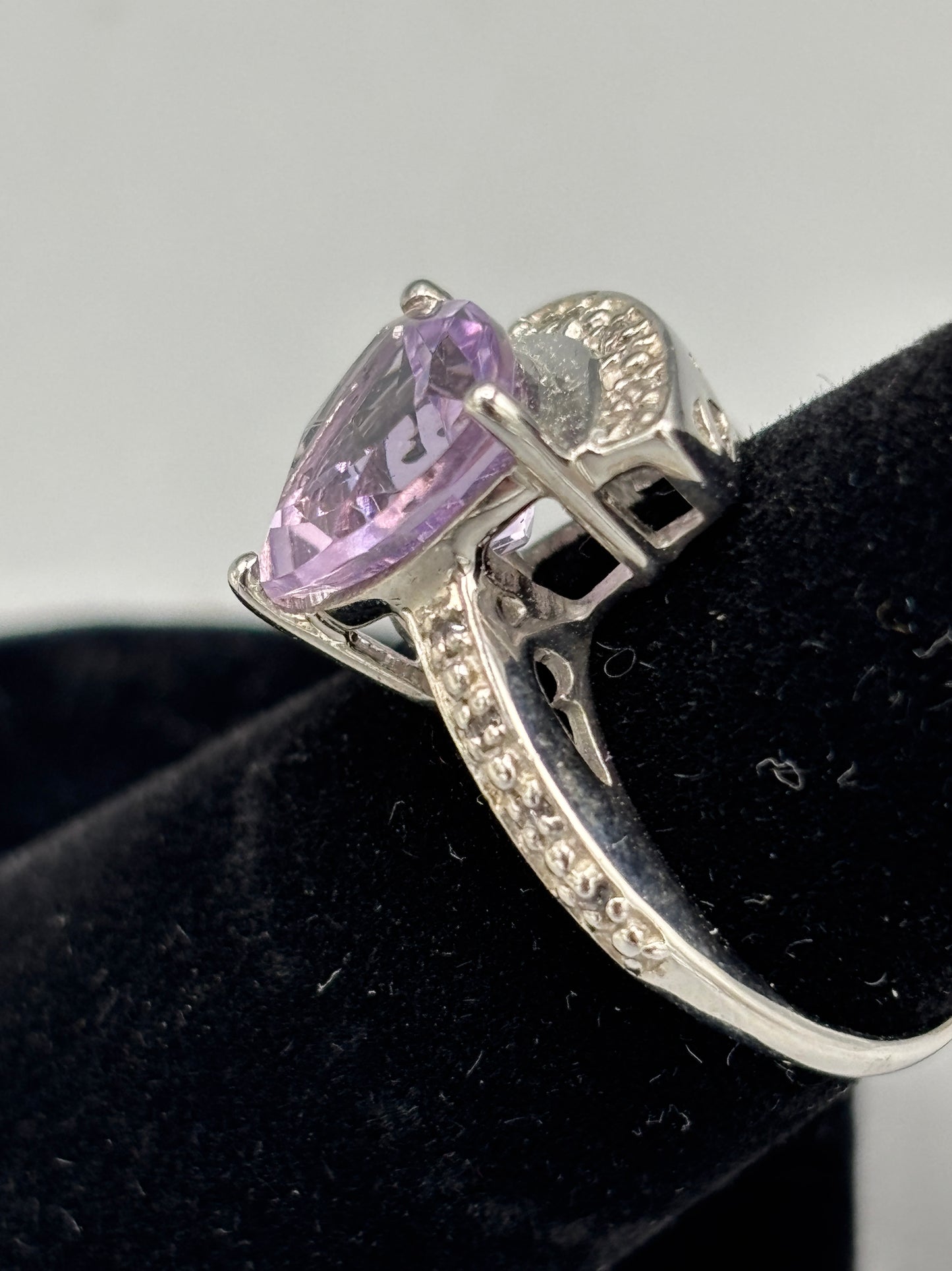 Sterling Amethyst & Diamond ring