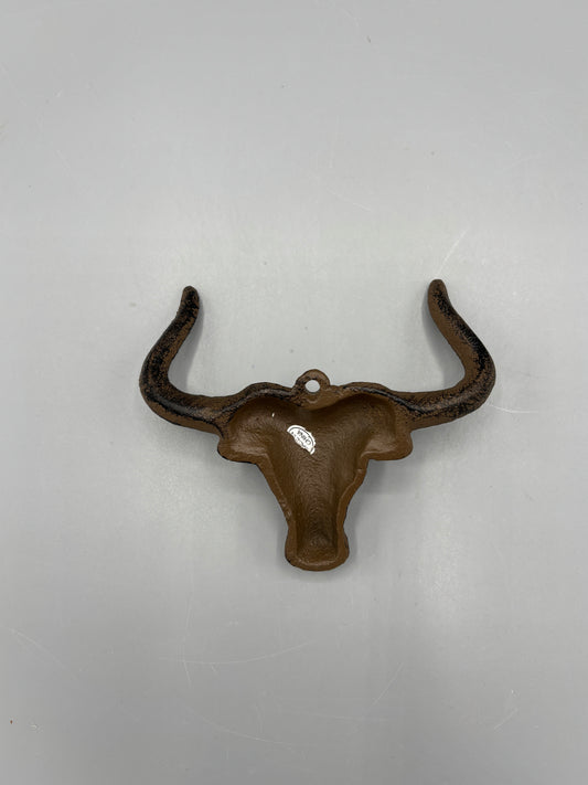 Vintage double Longhorn cast iron wall hooks