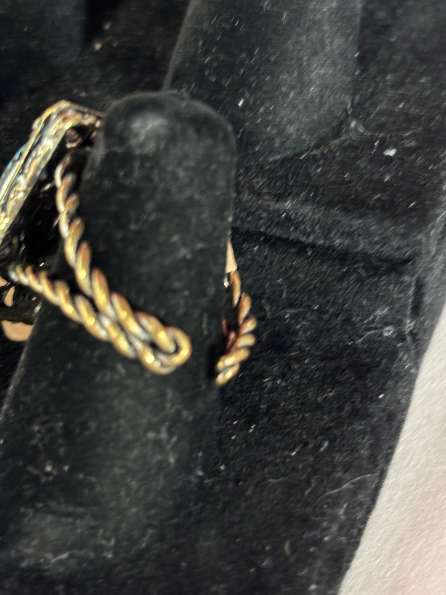 Silver tone rope ring with Turquoise