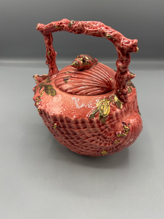 Pink & Gold shell Tea Pot