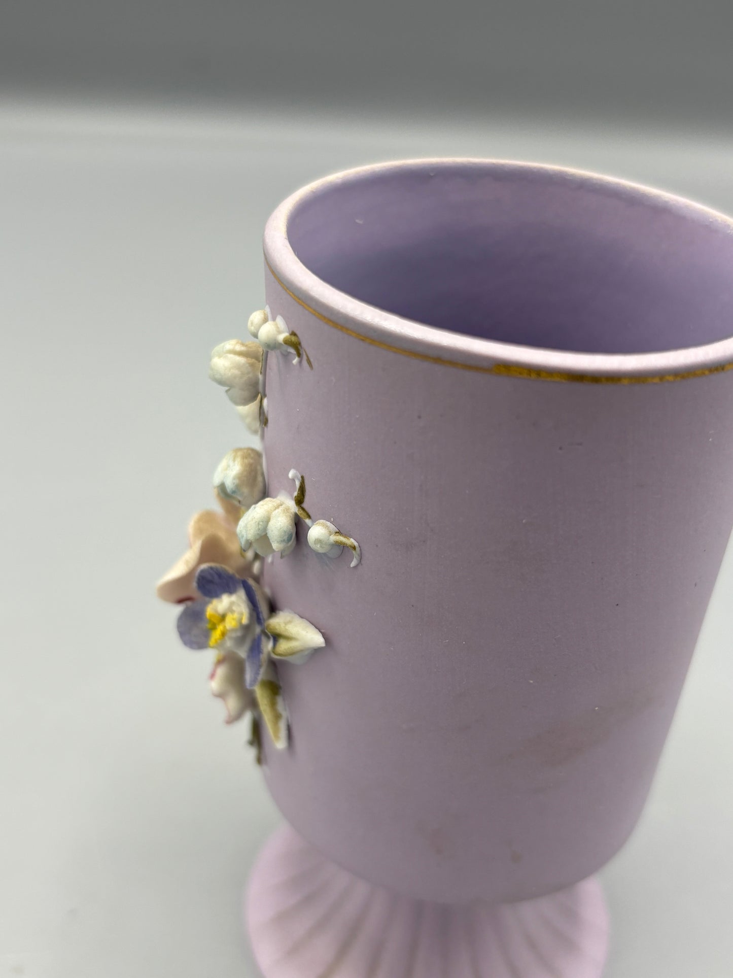 Vintage Lefton Lilac hand painted 3 D flower vase