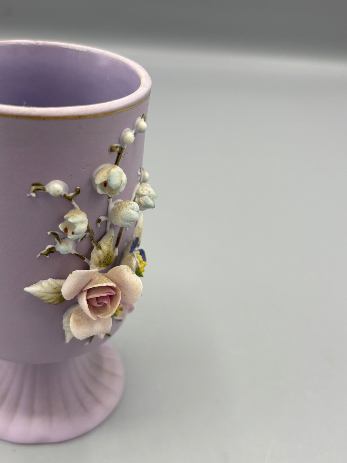 Vintage Lefton Lilac hand painted 3 D flower vase
