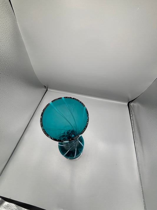 Fall blue &  white swirl vase