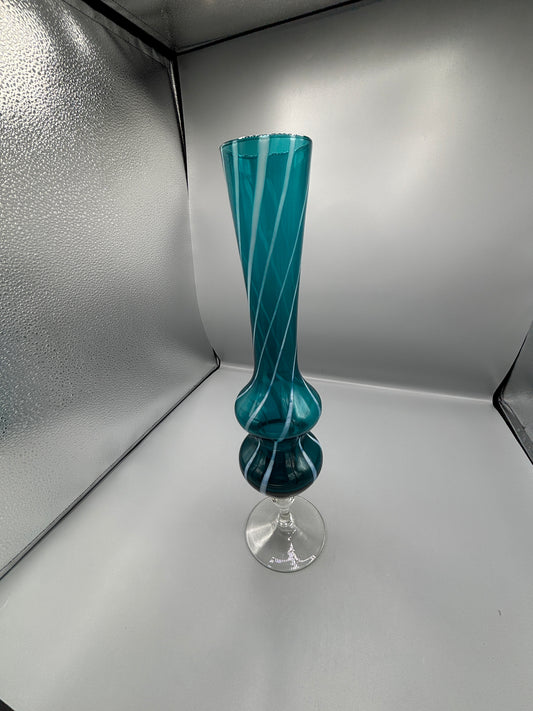 Fall blue & white swirl vase