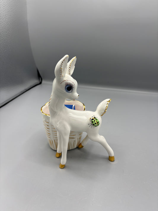 Vintage White deer planter