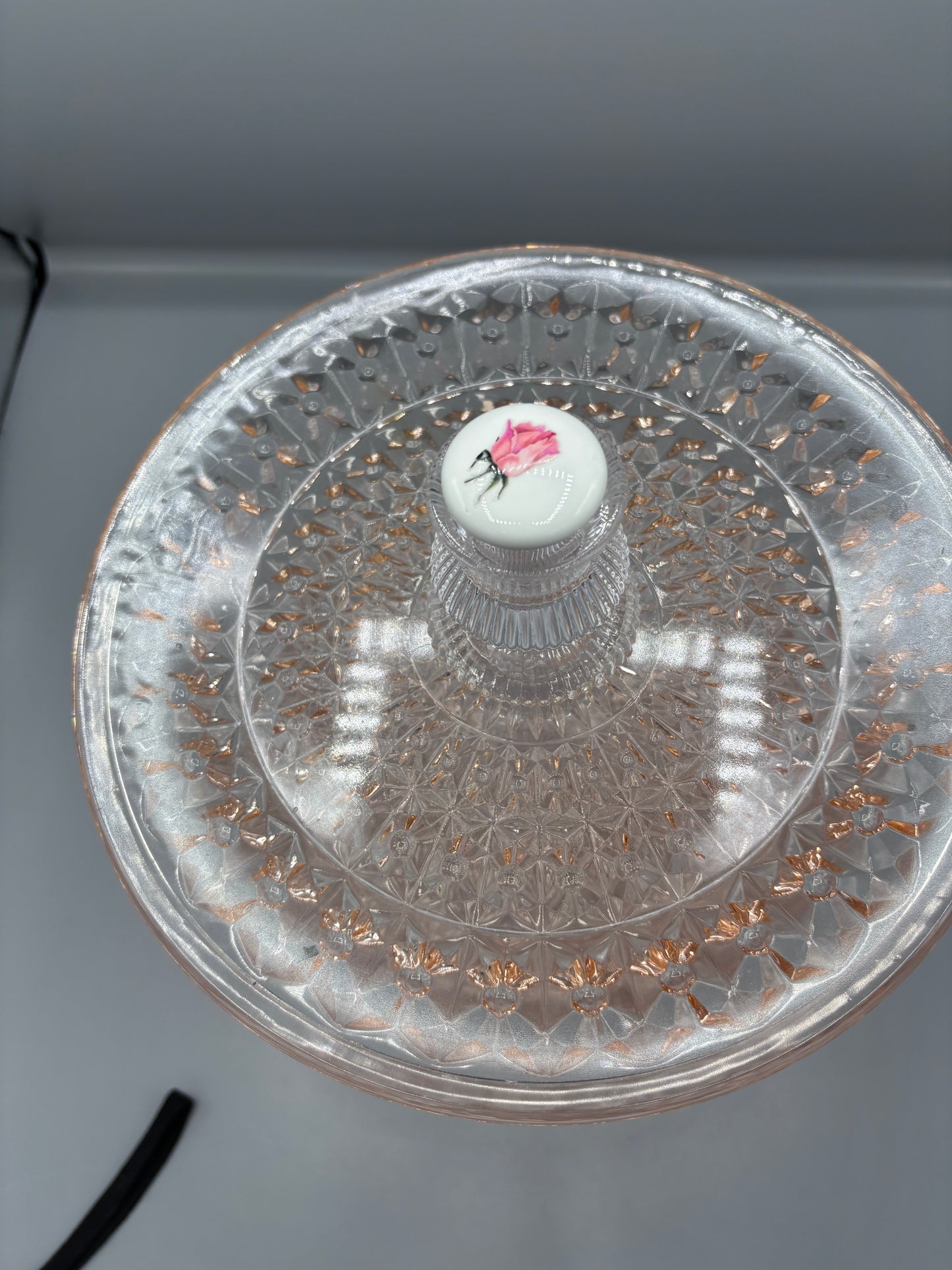 Three Tiered Pink Depression Glass Dessert Stand