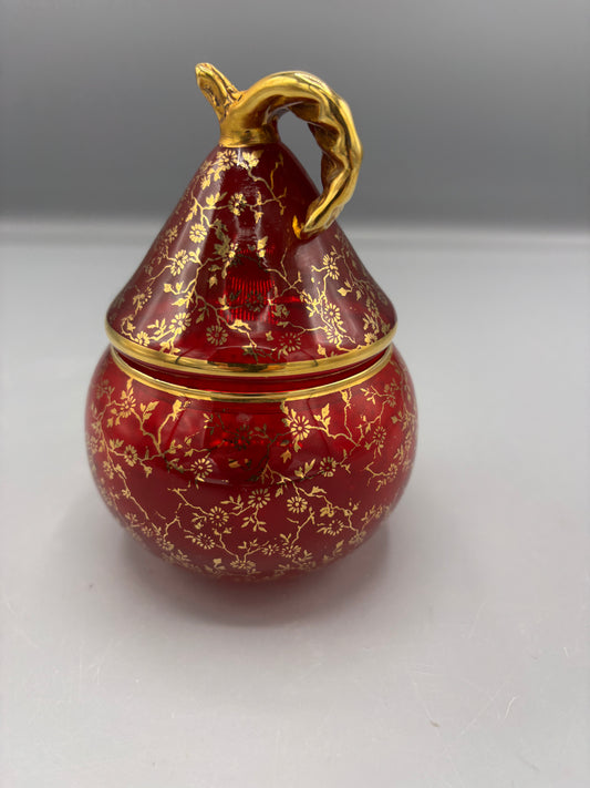 Venetian Glass Bonbonniere- Candy Dish- Ruby Red & Gold