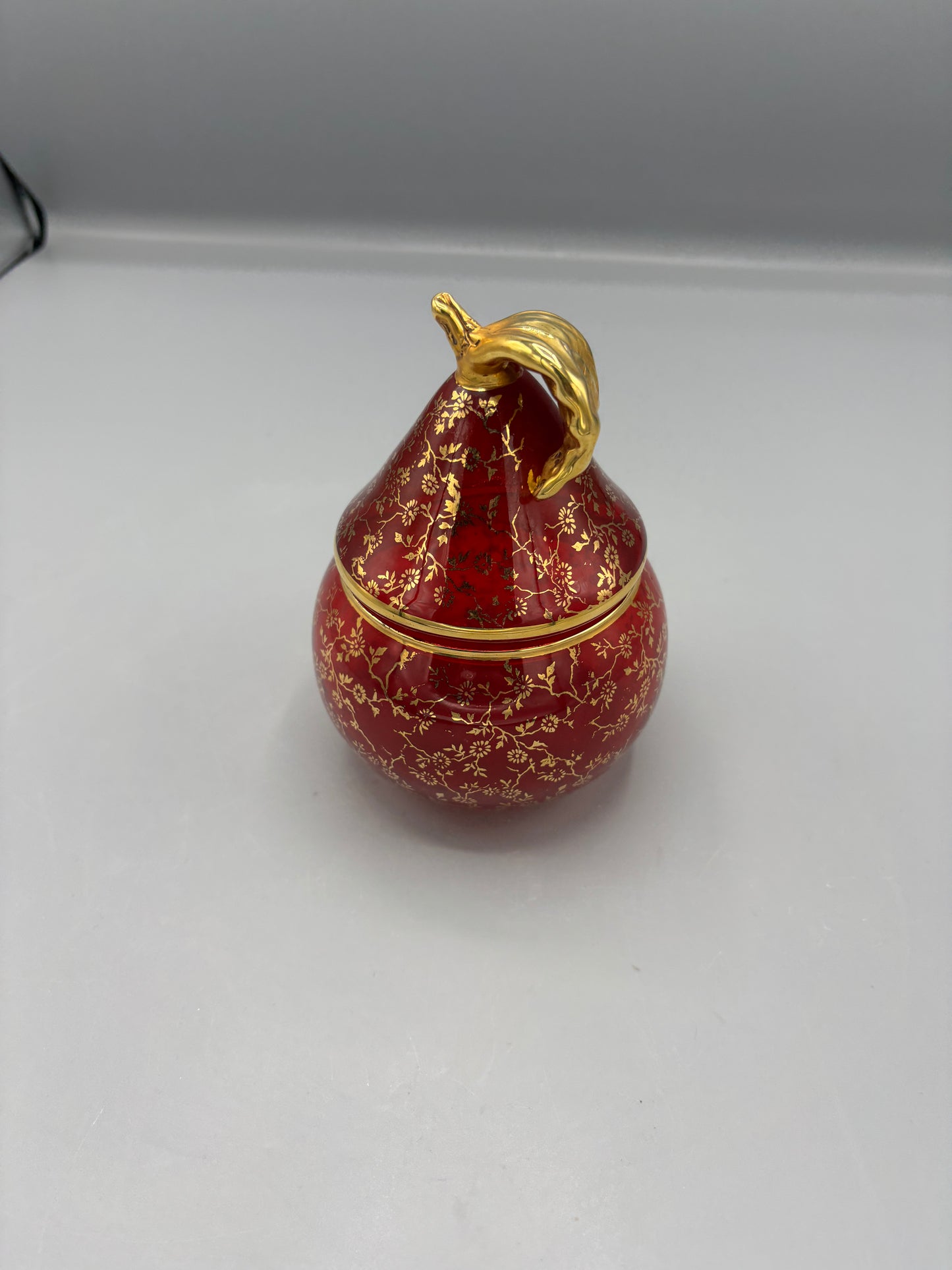 Venetian Glass Bonbonniere- Candy Dish- Ruby Red & Gold