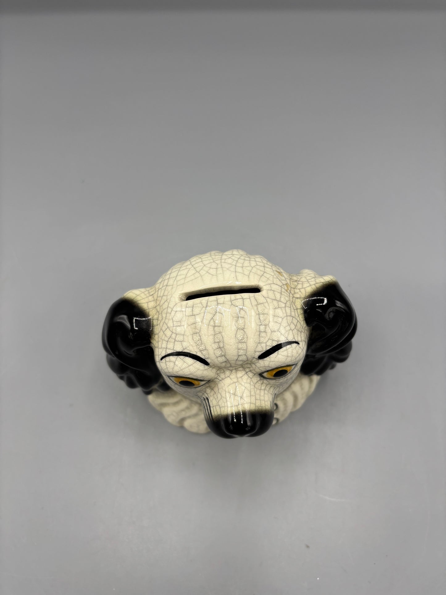 Vintage Fitz & Floyd Ceramic Spaniel Dog Bank w/ Crackle Glaze